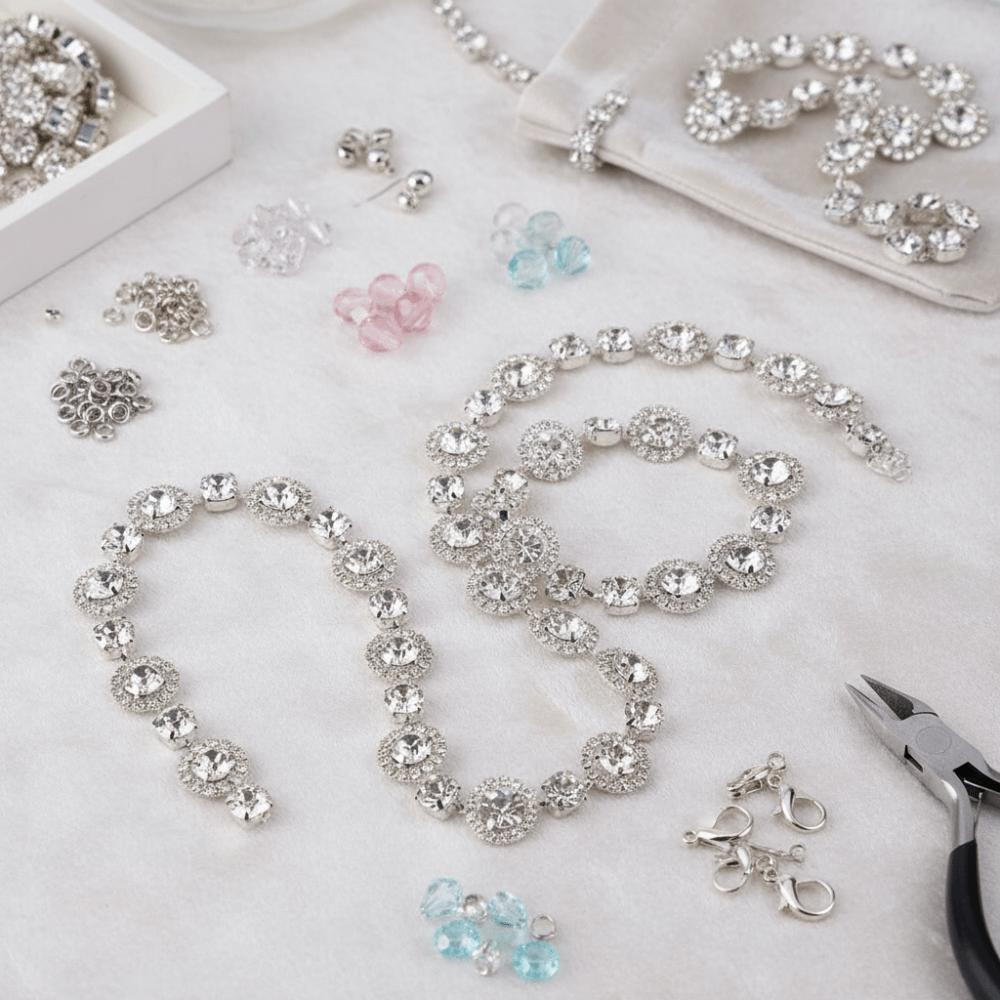 1pcs Glass Crystal Rhinestone Chain Trim 1 Yard Length Crystal Applique Trim  For Garment Decoration