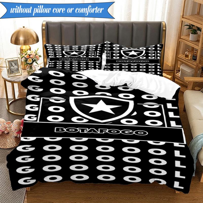 3PCS Botafogo De Futebol E Regatas Printed Soft Bedding Set,Including 1pc Duvet Cover And 2pcs Pillowcases Perfect for Bedroom, Dormitory, Fan Gift