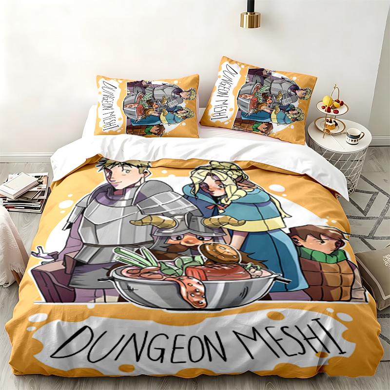 Delicious in Dungeon 3pc set Perfect for bedroom use Comfortable bedding set includes a duvet cover and two pillowcases Ideal birthday or Christmas gi