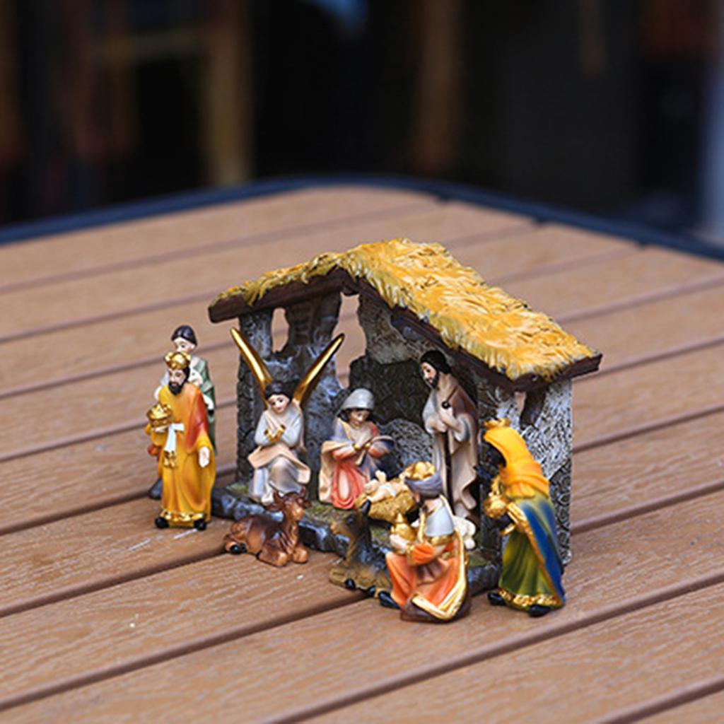 Nativity Scene Religious Tabletop Nativity Scene Figurines Set for Holidays Home Decor