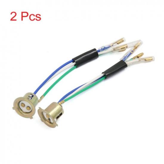 2 Pcs 3 Wire Motorcycle Scooter Headlight Head Lamps Socket Holder Adapter