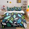 Multiple Sizes Colorful Leaf Pattern Print Bedding Set 1 Duvet Cover 2 Pillowcases For Adult And Children Luxury Gift Full Size
