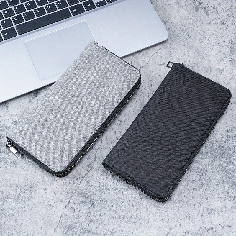 Men Long Wallet Large Capacity Multiple Card Slots Canvas Zippered Purse Business Handbag Card Holder Wallet Coin Bag