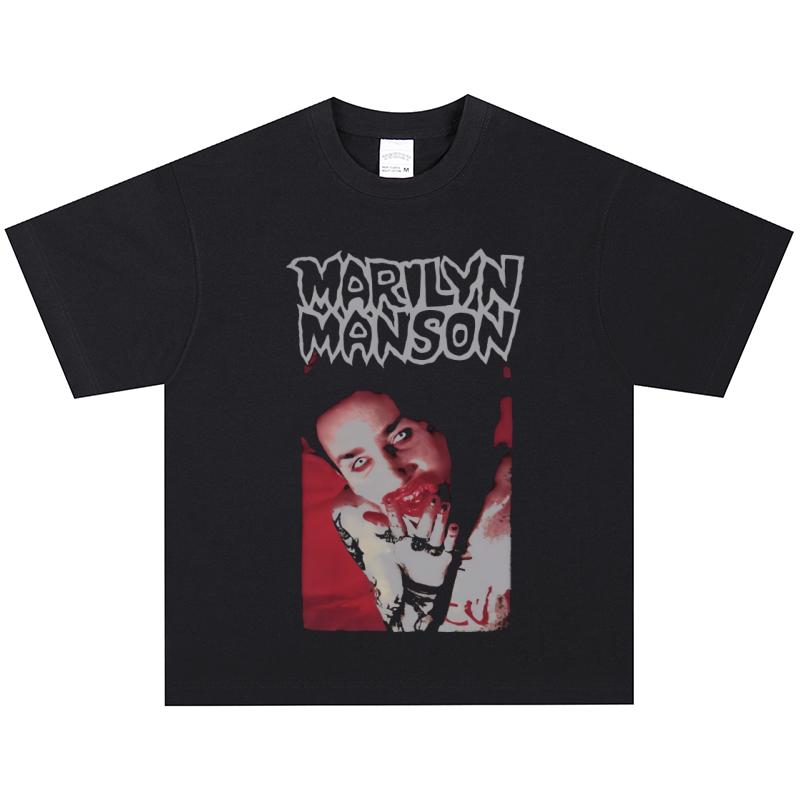 Футболка Marilyn Manson, Мягкая ткань, Повседневная одежда S разноцветный