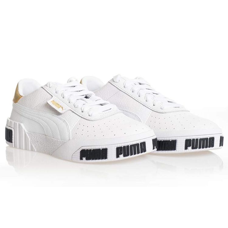 Puma Cali Bold Metallic Synthetic Leather Casual Slip Resistant Lightweight Breathable Low Top Skate Shoes Women sneaker White 371207-01