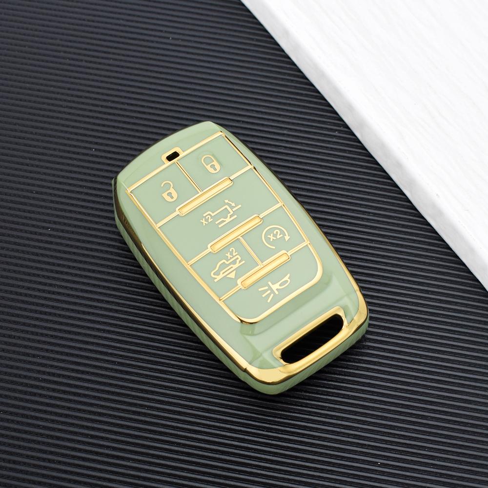 

6 кнопок ТПУ чехол для ключа автомобиля Чехол для брелоков дистанционного управления для Dodge RAM 1500 2500 3500 4500 5500 Пикап 2019 - 2022 Автоаксессуары зелёный