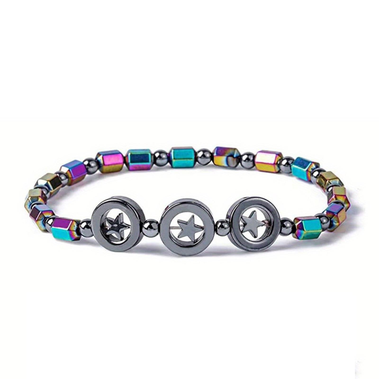

Yoga Magnet Anklet And Bracelet With Natural Black Chalcedony Stones One Size чёрный