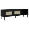 TV Stand SENJA Rattan Look Black 158x40x49cm Pine Wood