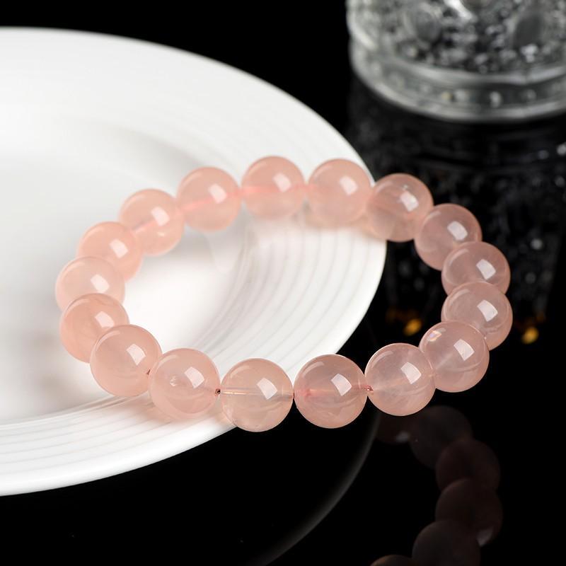 Natural Pink Quartz Bracelet 7A Grade Grapefruit Round Beads Handcrafted Boho Style Women Men Jewelry