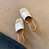 Sheepskin version~ Summer soft white leather sandals thick high heel with holiday style wear new slippers women