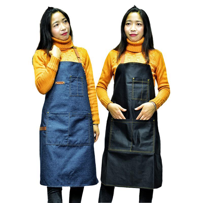 Unisex Nordic Denim Apron with Multi-Pockets for Kitchen and Home