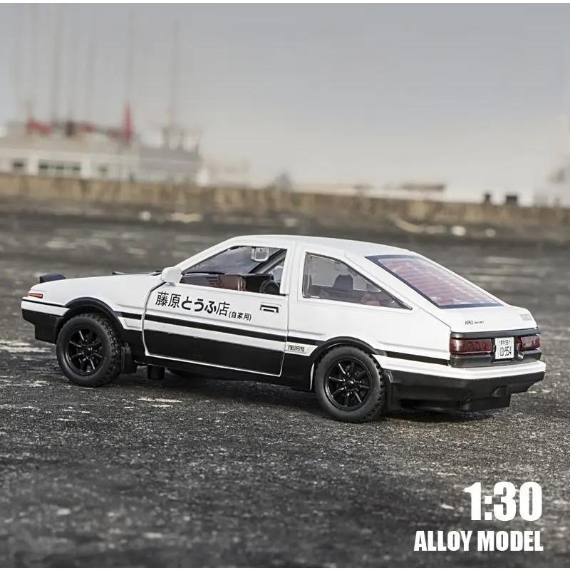 Initial D 1/30 Toyota AE86 Truend JDM Sports Car Alloy Diecast Metal Model Car Sound & Light Jump The Light Collection Hobby Boy