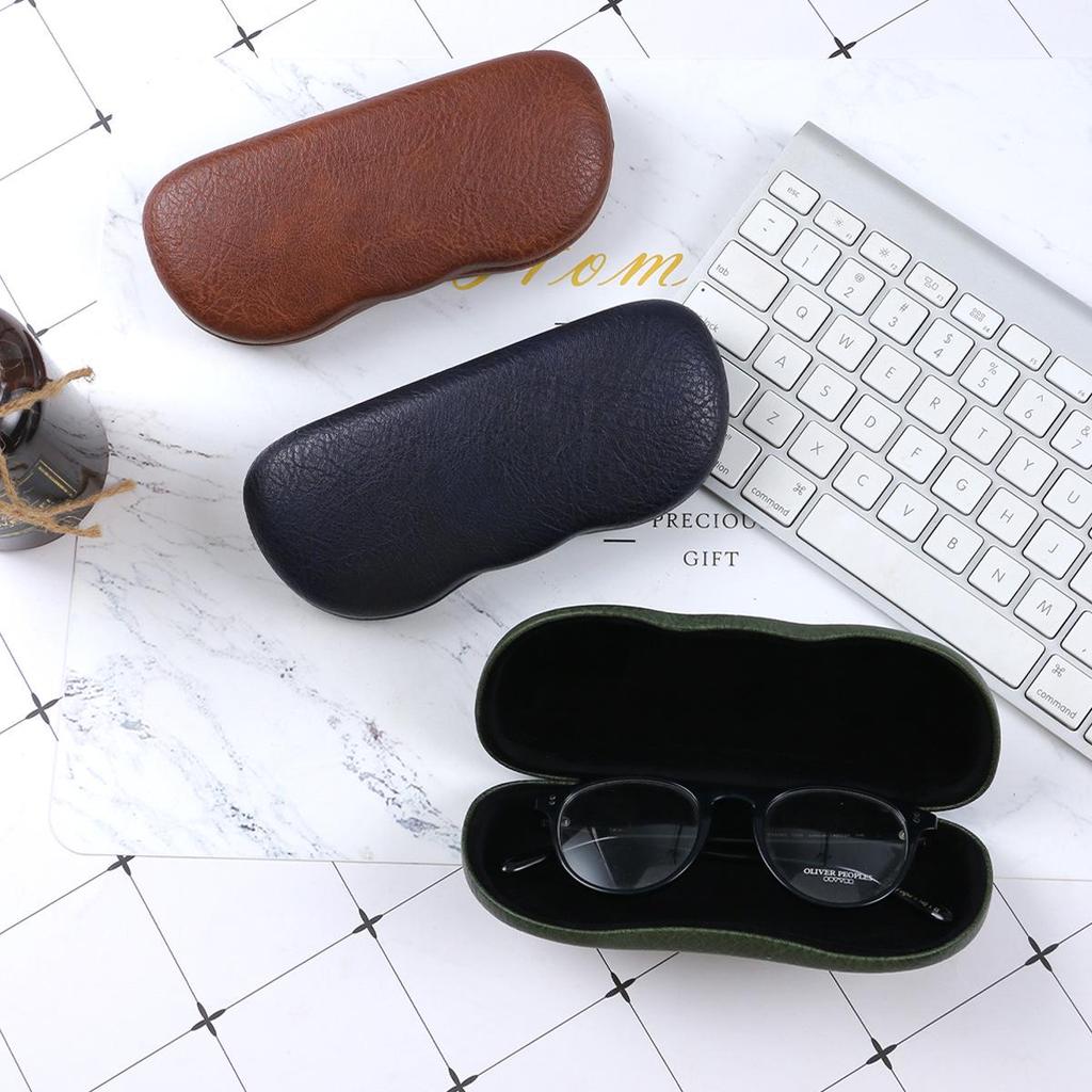 Retro Wave Edge PU Leather Glasses Case - Hard, Textured Protection for Myopia Frames & Sunglasses