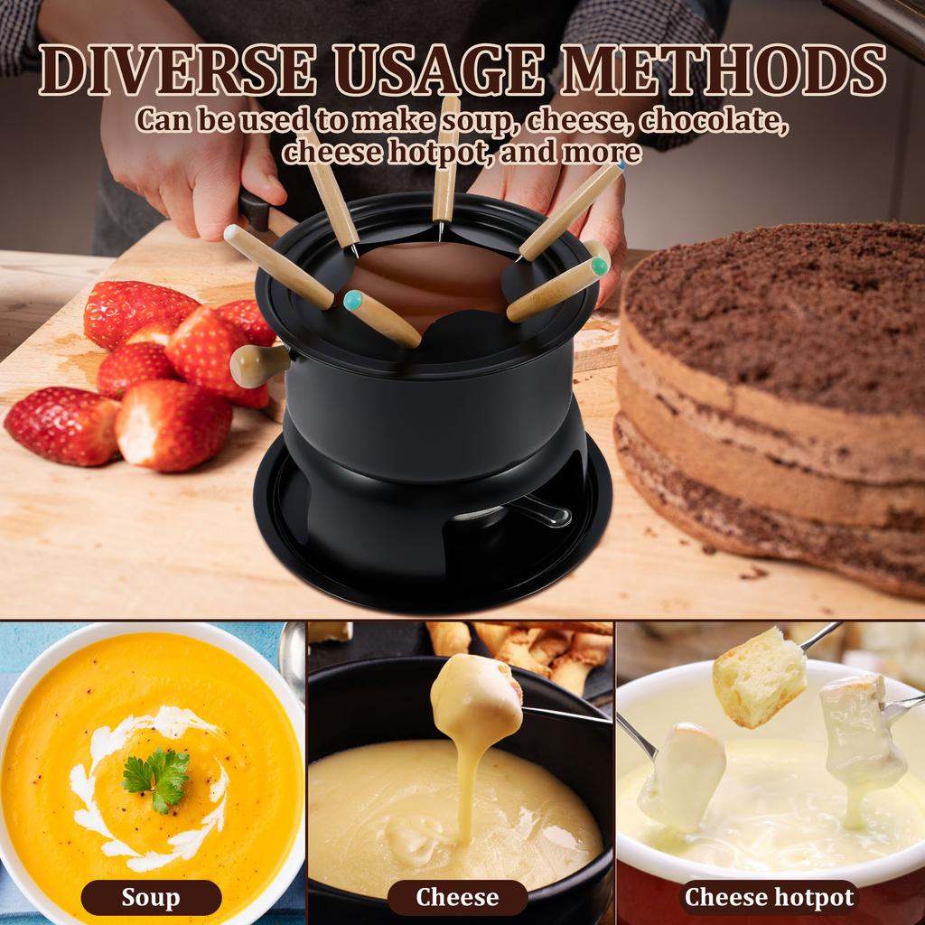 Sýrové Čokoládové Fondue Všestranný Fondue Hrnec na Tavení Sada Nerezová Ocel Fondue Hrnec Sada Rovnoměrné Zahřívání Fondue Vaření Horký Hrnec