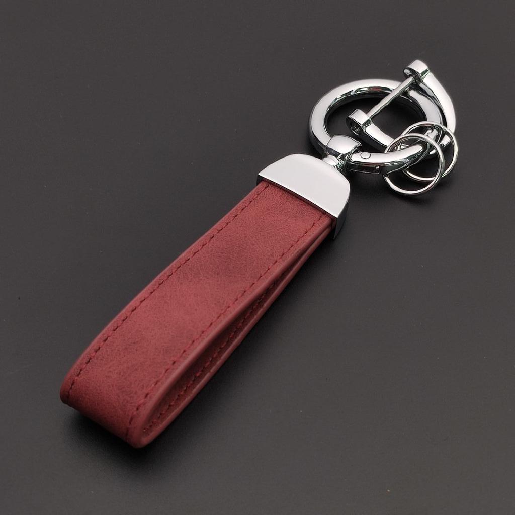 Minimalist Stainless Steel Metal Keyring Leather Car Keychain Pendant Laser Engrave Customized Name Vintage Accessory Gift