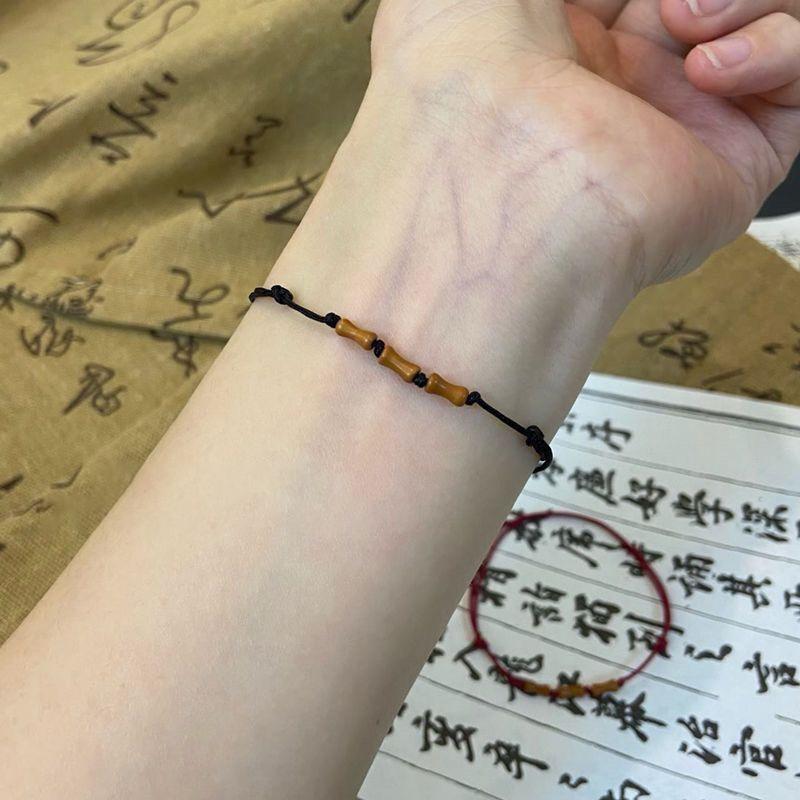 

Простой бамбуковый узел универсальный ручной веревочный браслет благословение регулируемый плетеный браслет удачи пара подарков ювелирные изделия чёрный