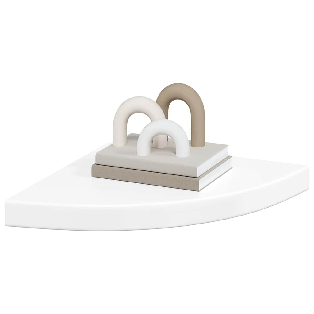 Corner Floating Shelves Set of 4 High Gloss White 35 x 35 x 3.8 cm MDF