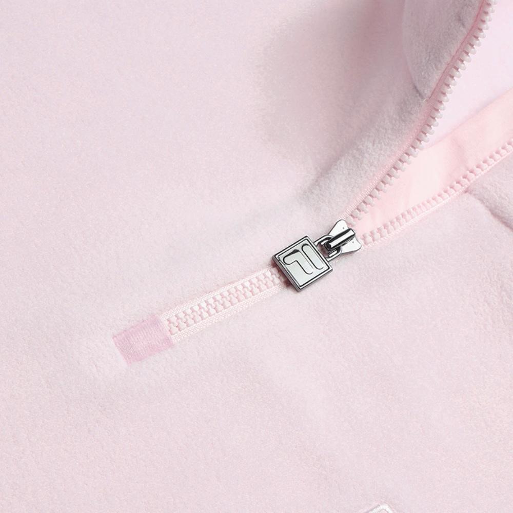 FILA Ski Series Fashion Simple Sports Casual Versatile Warm Fleece Long Sleeve Regular T-Shirt Women Tops Pink A11W546201FLP