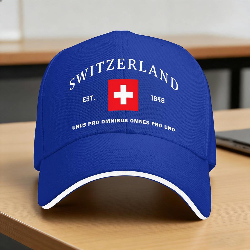 Swiss Switzerland Flag Baseball Cap Fitted Retro Women Unisex Trucker Hat Sun Visor Print Tennis Skate Snapback Cap Gift Idea