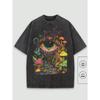 Herren Sommer Freizeit T-Shirt Baumwolle Mit Kreativem Wald- und Augenmuster Aufdruck Modisch und Vielseitig