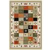 Earthy Orange, Olive And Black Squares With Folk Icons Vintage Scandinavian Style Area Rug