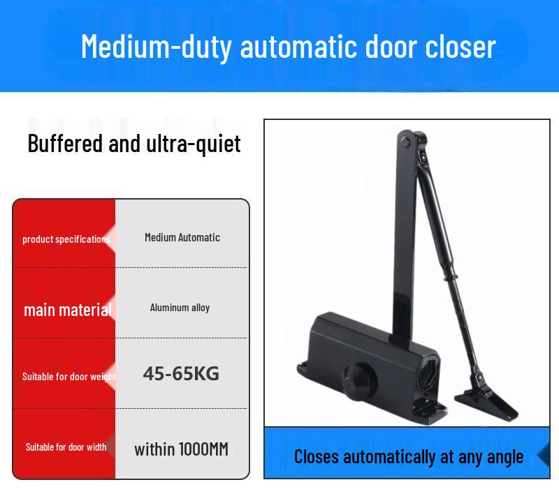 Silent Hydraulic Door Closer 45-65kg for Fireproof and Home Doors