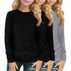 Children's Long-sleeved O-neck Top Solid Color Daily Casual(3pc)