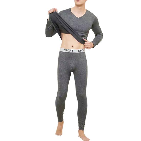 2 Pcs/Set Men Winter Thermal Underwear Long Johns Set Plus Size V Neck Slim Fit Elastic Fleece Keep Warm Thick Thermo Homewear Pajamas Bottoming Set