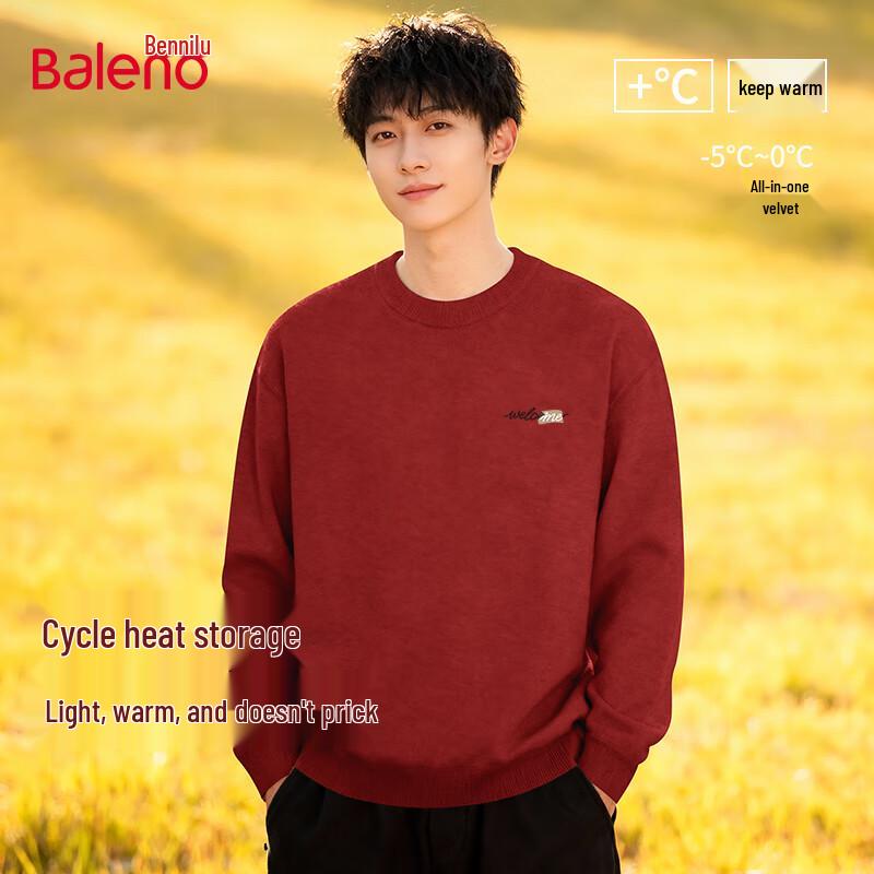 

Baleno Men s Winter Fleece-Lined Half-High Collar Knit Sweater M