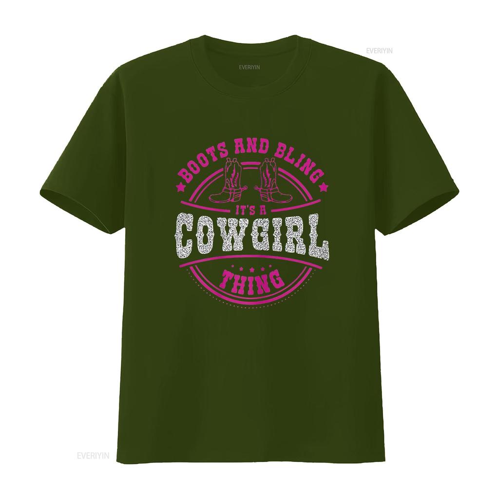Womens boots bling it s a cowgirl thing Western Unique T Shirt for Women Soft and Breathable Casual vintage Washed streetwear