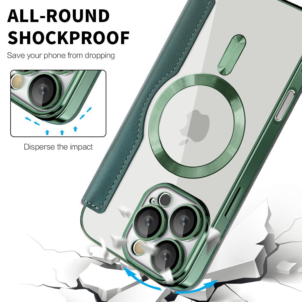 For iPhone 16 Pro Case Compatible with MagSafe Rhombus PU Leather Phone Cover