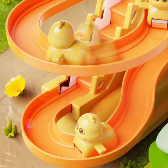 Animal Climbing Stairs Slide Toy Kids Educational Cartoon Duck Rabbit Staircase Climbing Roller Coaster Sliding Track Toy Toddlers Boys Girls Gift