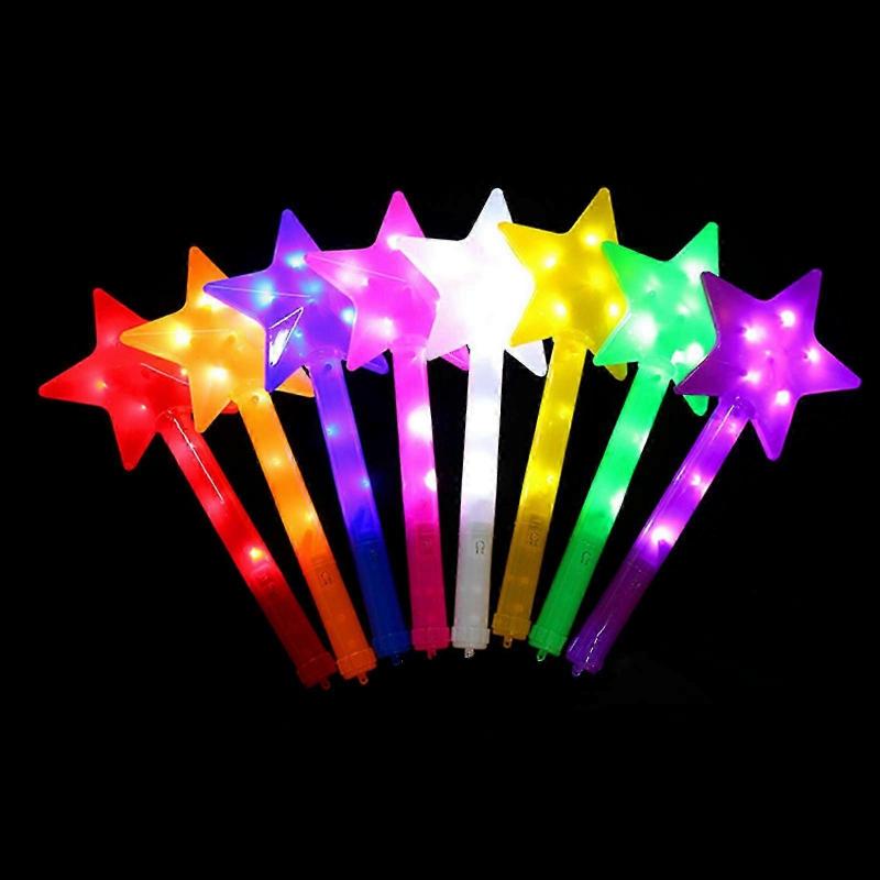 10PCS Flashing Sticks LED Star Stick Glowing Wand Stage Toy Festival Party Light Up Fairy Wand Adult Girls Party Favor
