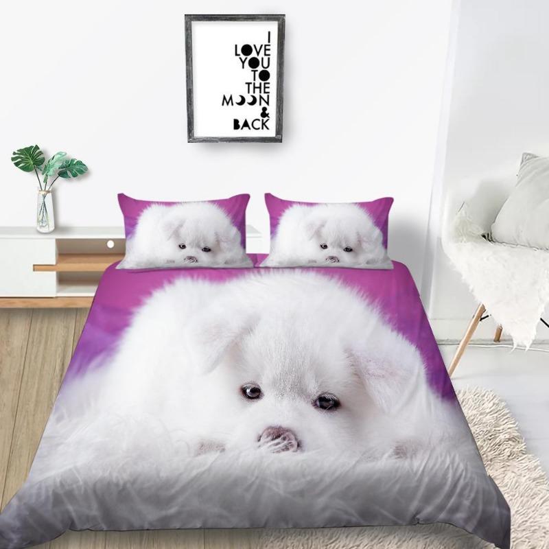 Luxury Down Duvet Cover Pillowcase Pet Dog Pattern Bedding Set Single Bed/double Bed/super Large Bed Size Ultra-fine Fiber Quick Drying Material