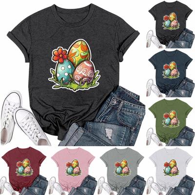 Women's Fashion Printed Round Neck Short Sleeved Casual T-shirt Top
