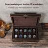 Handmade Retro Crazy Horse Leather Watch Display & Collection Box - Ten-Slot Drop-Proof Design