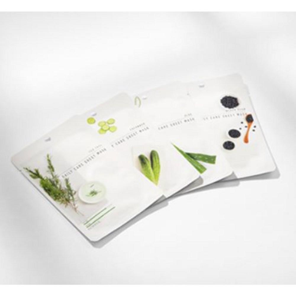 Eunyul daily care sheet mask pack skin soothing aloe 22ml x 10p + cucumber 22ml x 10p + tea tree 22ml x 10p, 1 set, 1 piece