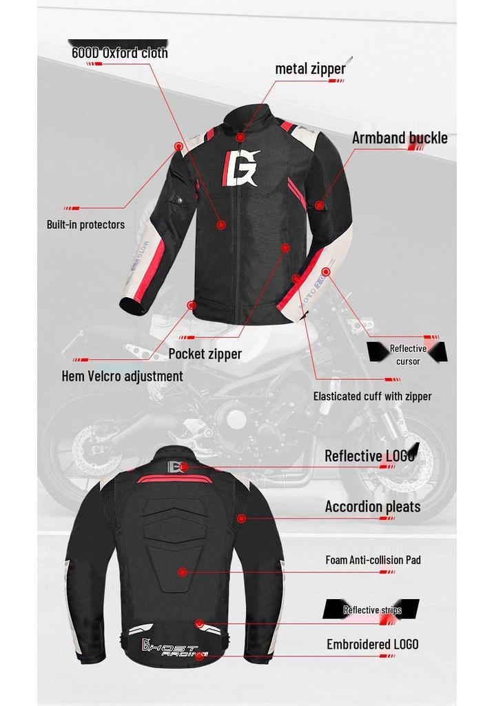 Men's All-Season Windproof Motorcycle Racing Suit: Protective, Warm, Anti-Fall Riding Jacket