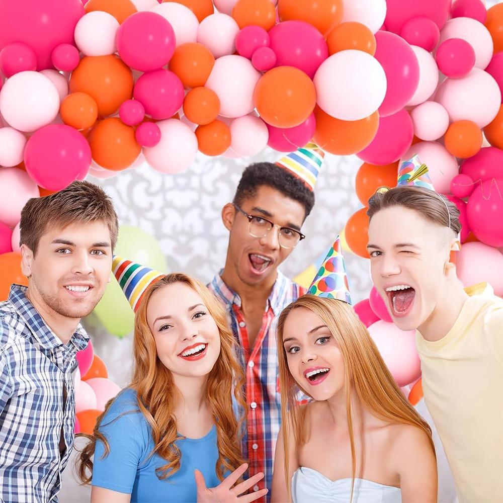 Orange Theme Balloons Garland Rose Pink Balloon Kit Arch Bridal Shower Wedding Anniversary Birthday Party Home Party Decoration