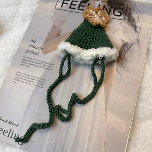 Pet Christmas Knitted Elk Scarf Snowflake Hat