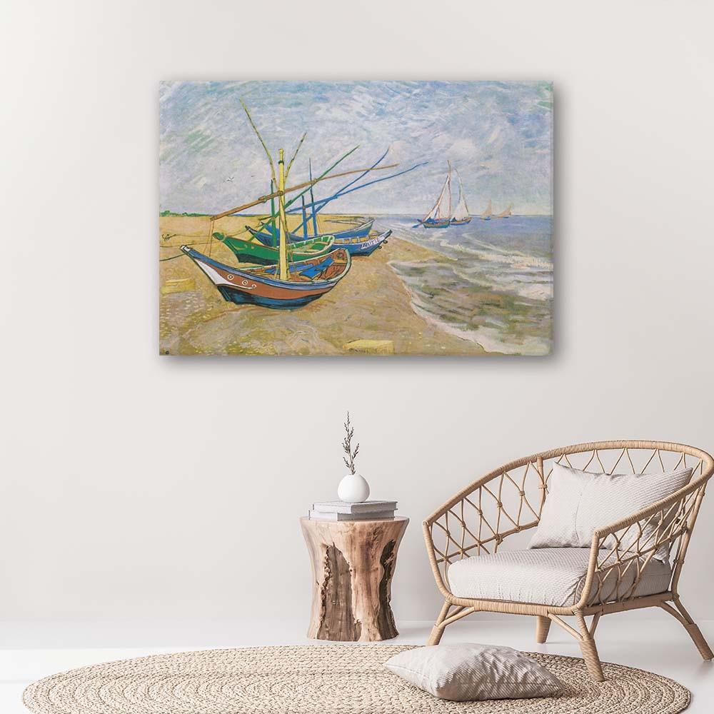 Canvas Print Fishing Boats On the Beach - V. Van Gogh