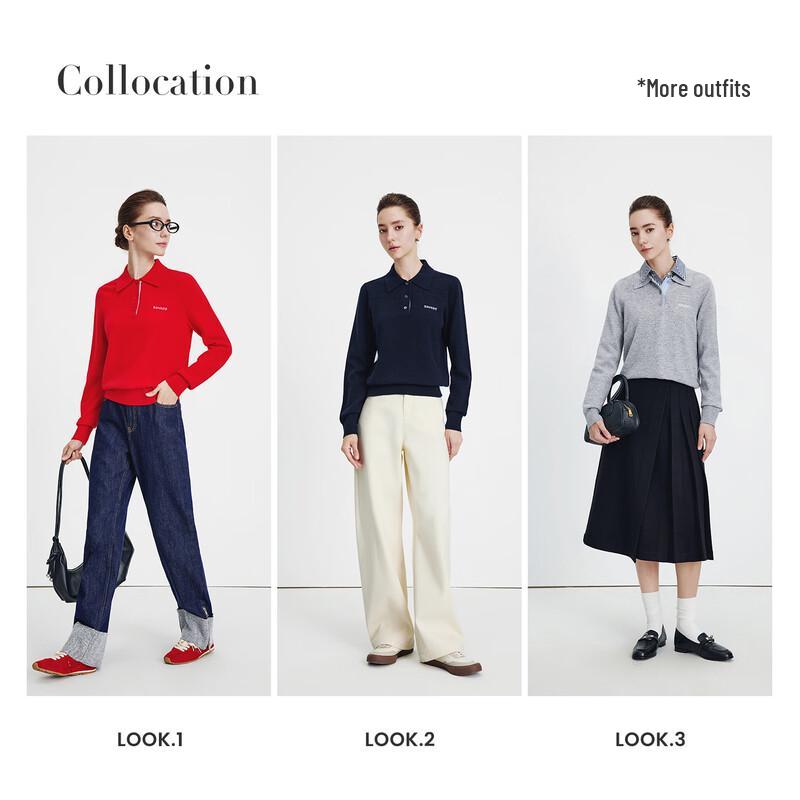 Navigare Women's 100% Wool Lapel Knit Sweater