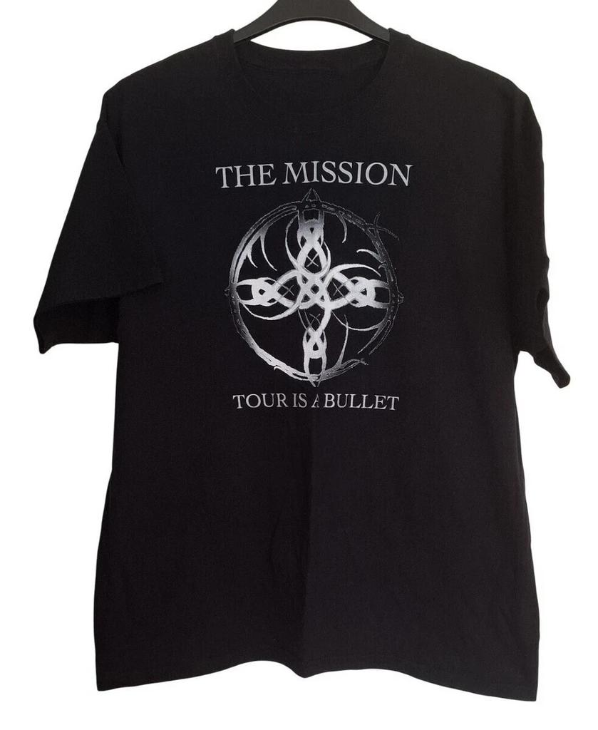 Vtg THE MISSION Band Tour Is A Bullet Cotton Black All Size T Shirt Harajuku Streetwear