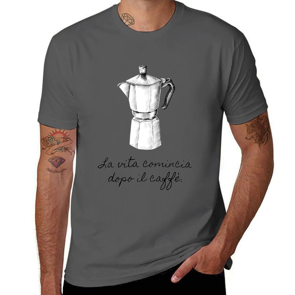 La vita comincia dopo il caff TShirt Plus Size Basic Cotton TShirt