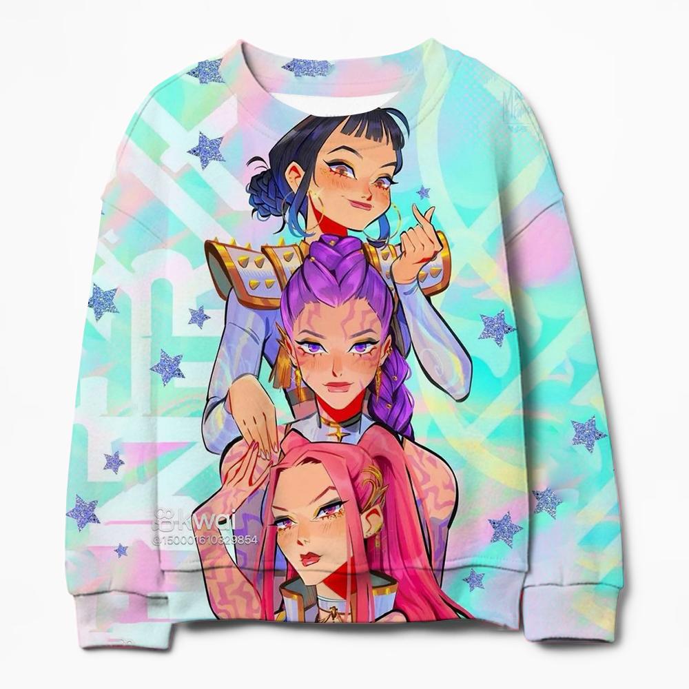 Barn Tegneserie KPop Demonjegere Huntrix Gensere Jenter Langermet Kåper Babyjenter Pullover Klær Barn Fritidssweatshirt