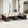 Garden Sofa Set with Cushions 11 pcs Brown Poly Rattan