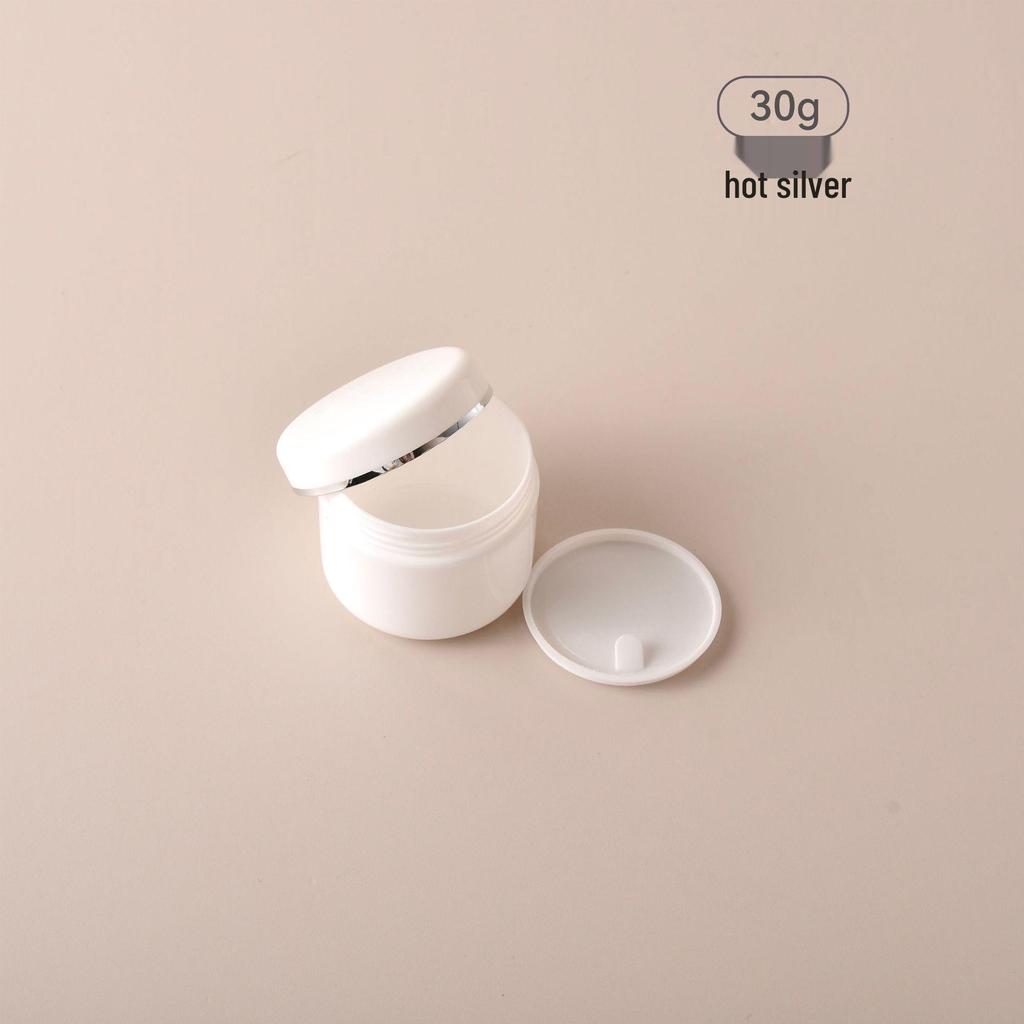 PP Cremetiegel mit Silberrand - Nachfüllbare Behälter (250g, 100g, 50g, 20g) Heißfolienprägung Creme-Box.