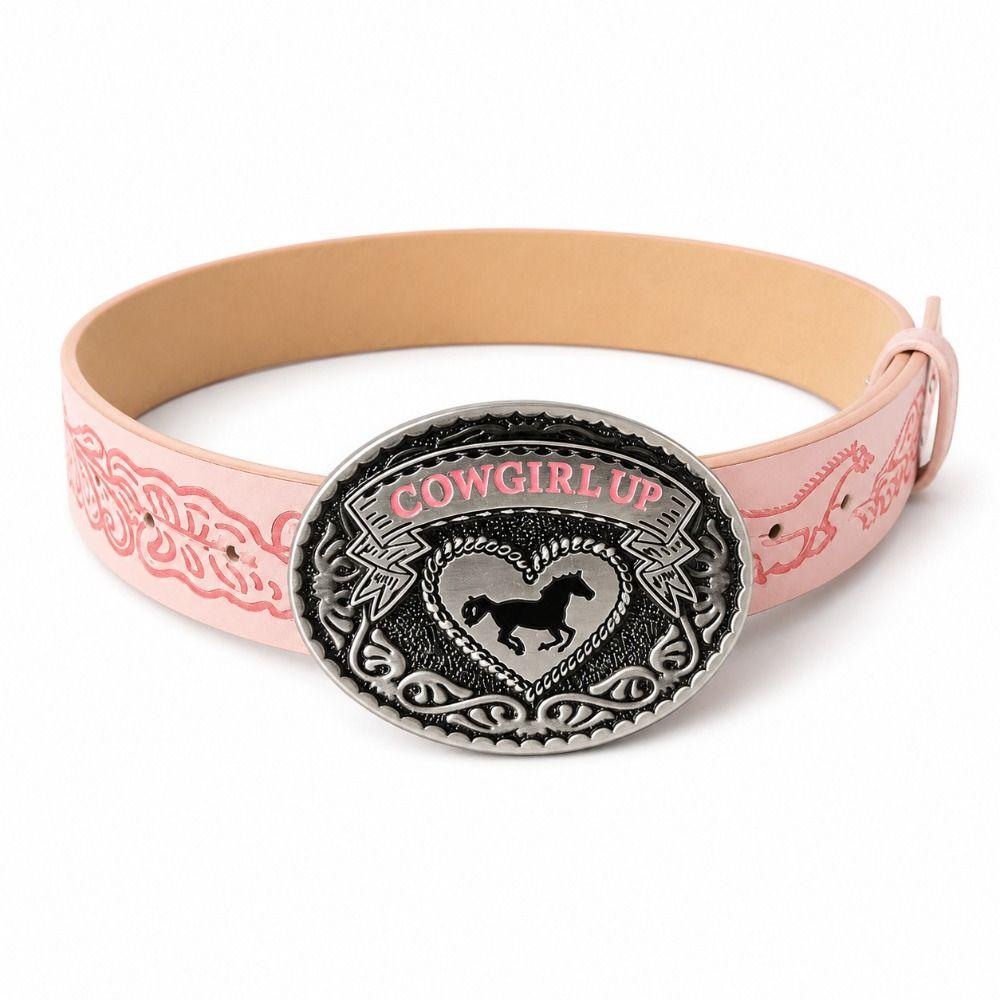 Luxury Design Western Cowgirl Belt COWGIRL UP Heart Horse Buckle Waistband  for Women Spice Girls