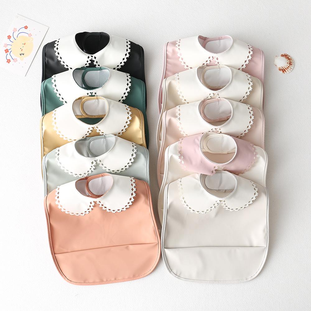 Sleeveless Waterproof Baby Bib with Lace - Reversible Anti-Dirt Feeding Smock