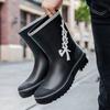 Men's Waterproof Rain Boots Mid-Calf Non-Slip Kitchen Work Shoes Lightweight Durable Rubber Footwear for Men